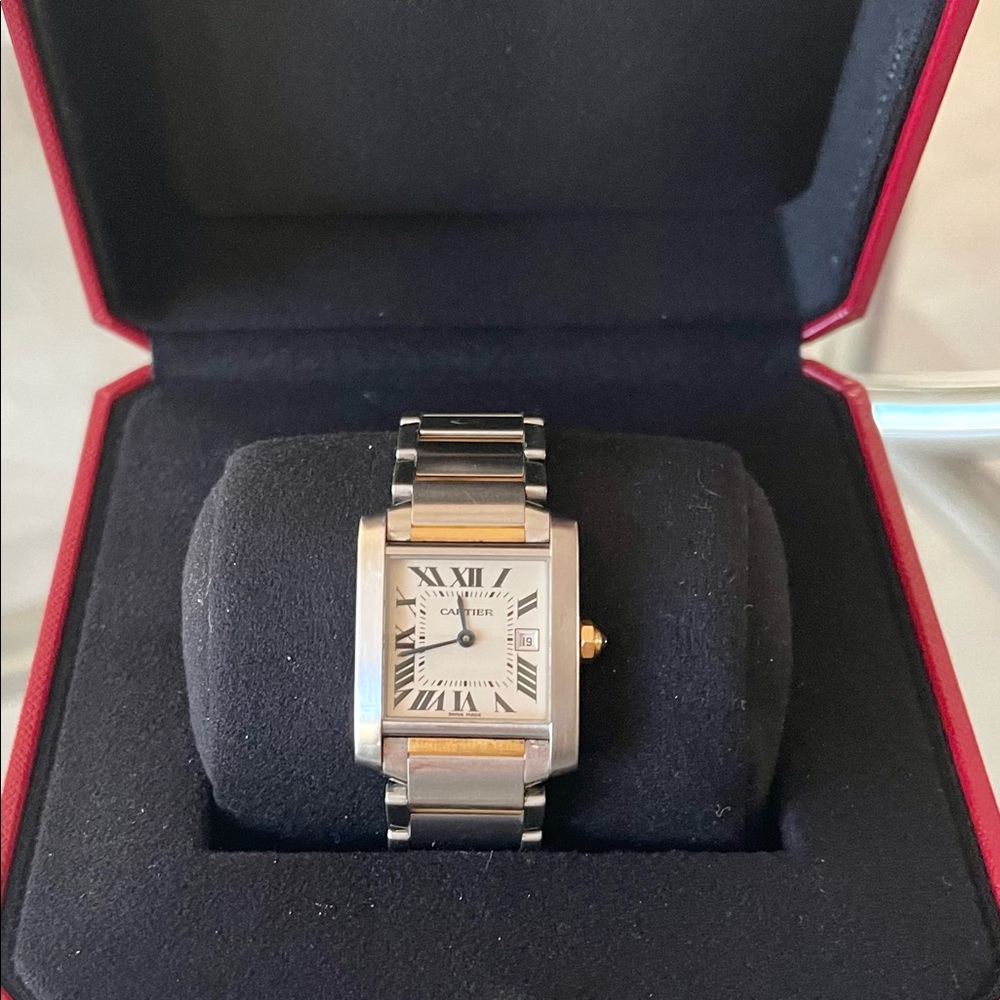 Cartier Francaise Tank watch-steel/yellow gold Medium. Great condition